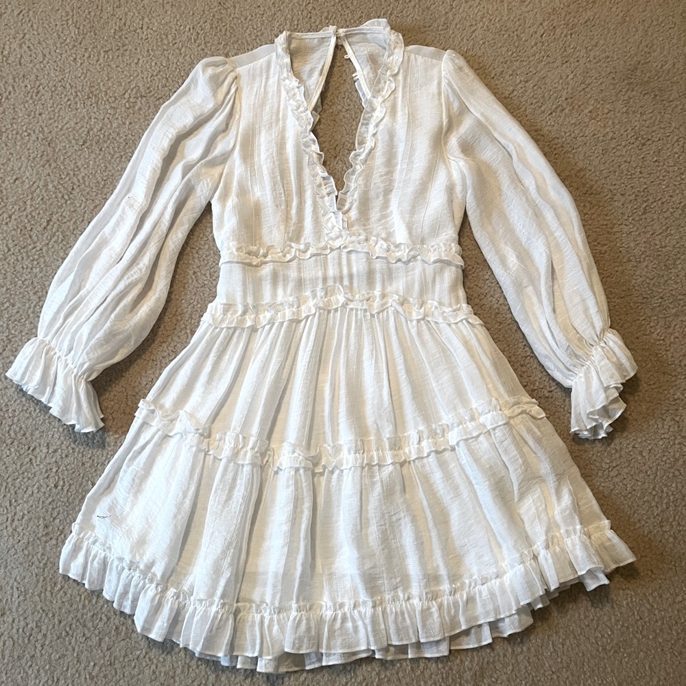 White Ruffle Open Back Dress 🤍